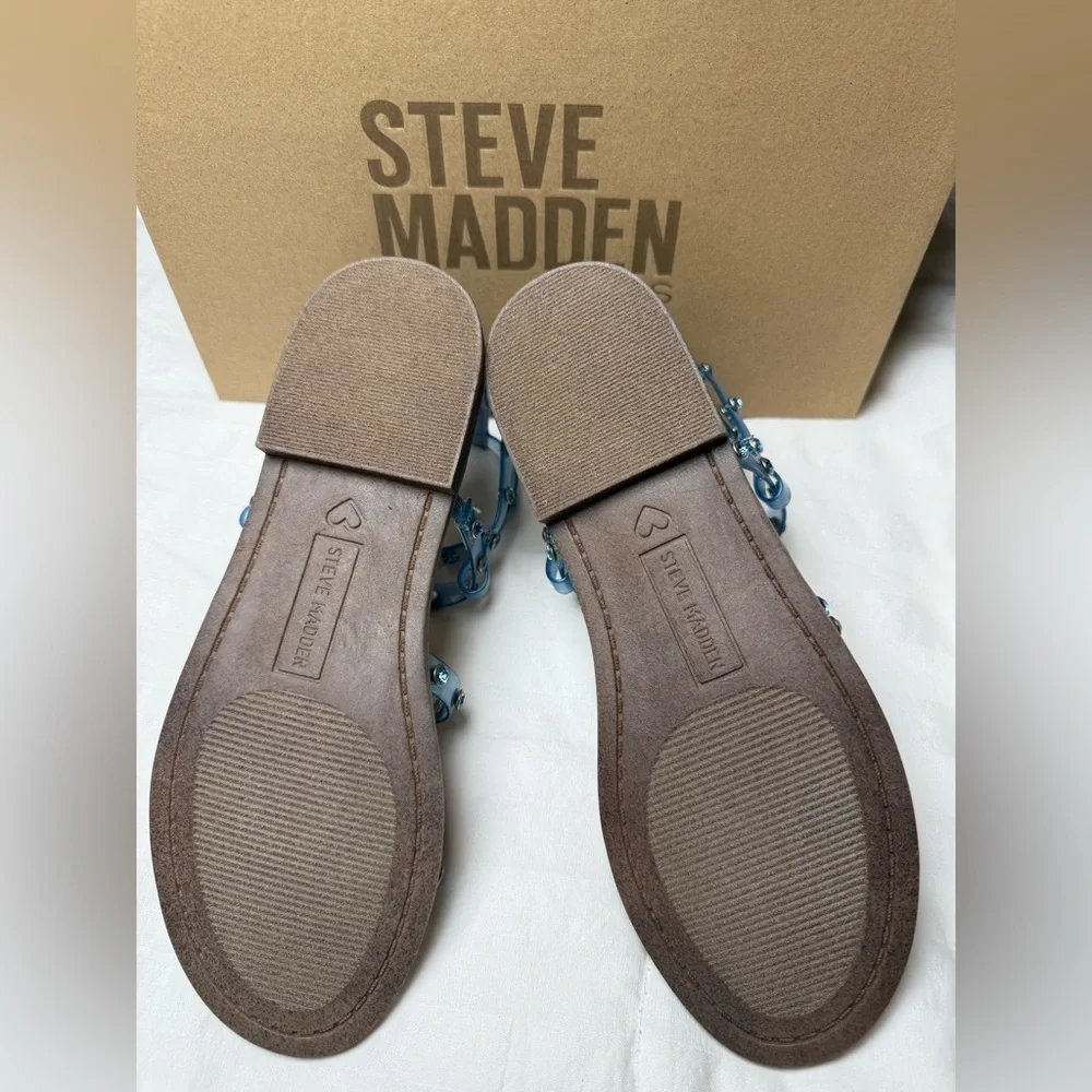 Steve Madden Clear and Blue Studded Sandals